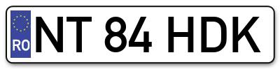 Placuta inmatriculare numar auto  NT-84-HDK, NT 84 HDK, NT84HDK