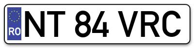 Placuta inmatriculare numar auto  NT-84-VRC, NT 84 VRC, NT84VRC