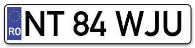 Placuta inmatriculare numar auto  NT-84-WJU, NT 84 WJU, NT84WJU