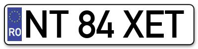 Placuta inmatriculare numar auto  NT-84-XET, NT 84 XET, NT84XET