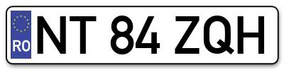 Placuta inmatriculare numar auto  NT-84-ZQH, NT 84 ZQH, NT84ZQH