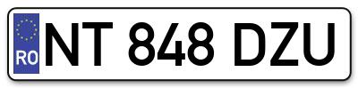 Placuta inmatriculare numar auto  NT-848-DZU, NT 848 DZU, NT848DZU