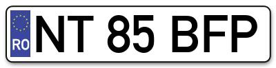Placuta inmatriculare numar auto  NT-85-BFP, NT 85 BFP, NT85BFP