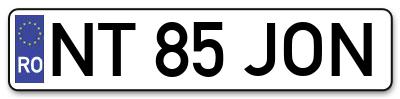 Placuta inmatriculare numar auto  NT-85-JON, NT 85 JON, NT85JON
