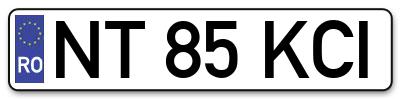 Placuta inmatriculare numar auto  NT-85-KCI, NT 85 KCI, NT85KCI