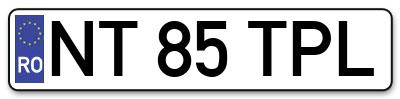 Placuta inmatriculare numar auto  NT-85-TPL, NT 85 TPL, NT85TPL