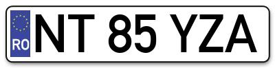 Placuta inmatriculare numar auto  NT-85-YZA, NT 85 YZA, NT85YZA