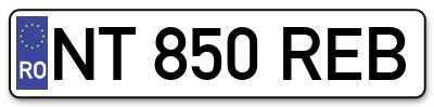 Placuta inmatriculare numar auto  NT-850-REB, NT 850 REB, NT850REB