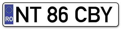 Placuta inmatriculare numar auto  NT-86-CBY, NT 86 CBY, NT86CBY
