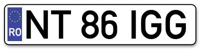 Placuta inmatriculare numar auto  NT-86-IGG, NT 86 IGG, NT86IGG