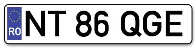 Placuta inmatriculare numar auto  NT-86-QGE, NT 86 QGE, NT86QGE