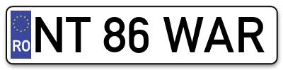 Placuta inmatriculare numar auto  NT-86-WAR, NT 86 WAR, NT86WAR
