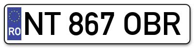 Placuta inmatriculare numar auto  NT-867-OBR, NT 867 OBR, NT867OBR