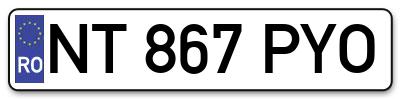 Placuta inmatriculare numar auto  NT-867-PYO, NT 867 PYO, NT867PYO