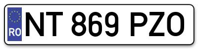 Placuta inmatriculare numar auto  NT-869-PZO, NT 869 PZO, NT869PZO