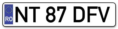 Placuta inmatriculare numar auto  NT-87-DFV, NT 87 DFV, NT87DFV