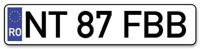 Placuta inmatriculare numar auto  NT-87-FBB, NT 87 FBB, NT87FBB