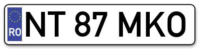 Placuta inmatriculare numar auto  NT-87-MKO, NT 87 MKO, NT87MKO