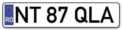 Placuta inmatriculare numar auto  NT-87-QLA, NT 87 QLA, NT87QLA