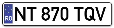 Placuta inmatriculare numar auto  NT-870-TQV, NT 870 TQV, NT870TQV