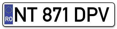 Placuta inmatriculare numar auto  NT-871-DPV, NT 871 DPV, NT871DPV