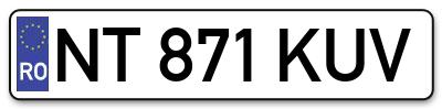 Placuta inmatriculare numar auto  NT-871-KUV, NT 871 KUV, NT871KUV
