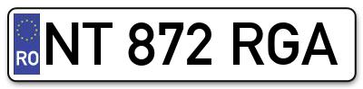 Placuta inmatriculare numar auto  NT-872-RGA, NT 872 RGA, NT872RGA