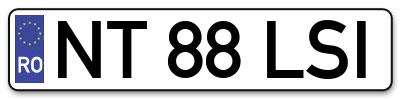 Placuta inmatriculare numar auto  NT-88-LSI, NT 88 LSI, NT88LSI