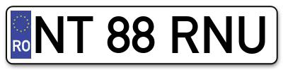Placuta inmatriculare numar auto  NT-88-RNU, NT 88 RNU, NT88RNU
