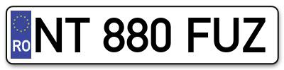 Placuta inmatriculare numar auto  NT-880-FUZ, NT 880 FUZ, NT880FUZ