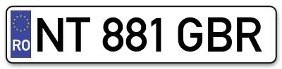 Placuta inmatriculare numar auto  NT-881-GBR, NT 881 GBR, NT881GBR