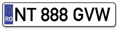 Placuta inmatriculare numar auto  NT-888-GVW, NT 888 GVW, NT888GVW