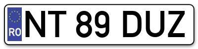 Placuta inmatriculare numar auto  NT-89-DUZ, NT 89 DUZ, NT89DUZ