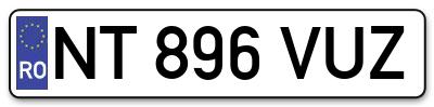Placuta inmatriculare numar auto  NT-896-VUZ, NT 896 VUZ, NT896VUZ