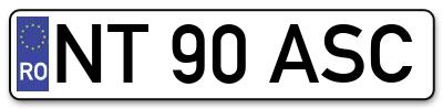 Placuta inmatriculare numar auto  NT-90-ASC, NT 90 ASC, NT90ASC