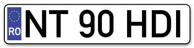 Placuta inmatriculare numar auto  NT-90-HDI, NT 90 HDI, NT90HDI
