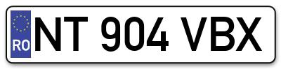 Placuta inmatriculare numar auto  NT-904-VBX, NT 904 VBX, NT904VBX
