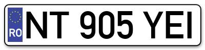 Placuta inmatriculare numar auto  NT-905-YEI, NT 905 YEI, NT905YEI