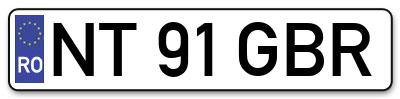Placuta inmatriculare numar auto  NT-91-GBR, NT 91 GBR, NT91GBR