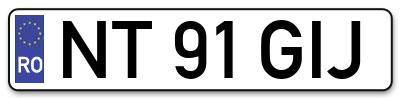 Placuta inmatriculare numar auto  NT-91-GIJ, NT 91 GIJ, NT91GIJ