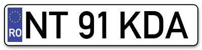 Placuta inmatriculare numar auto  NT-91-KDA, NT 91 KDA, NT91KDA
