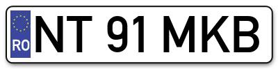 Placuta inmatriculare numar auto  NT-91-MKB, NT 91 MKB, NT91MKB