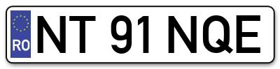 Placuta inmatriculare numar auto  NT-91-NQE, NT 91 NQE, NT91NQE