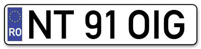 Placuta inmatriculare numar auto  NT-91-OIG, NT 91 OIG, NT91OIG