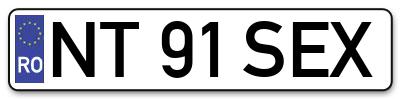 Placuta inmatriculare numar auto  NT-91-SEX, NT 91 SEX, NT91SEX