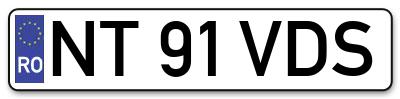 Placuta inmatriculare numar auto  NT-91-VDS, NT 91 VDS, NT91VDS