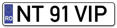 Placuta inmatriculare numar auto  NT-91-VIP, NT 91 VIP, NT91VIP