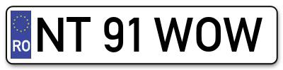 Placuta inmatriculare numar auto  NT-91-WOW, NT 91 WOW, NT91WOW