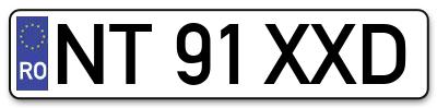 Placuta inmatriculare numar auto  NT-91-XXD, NT 91 XXD, NT91XXD
