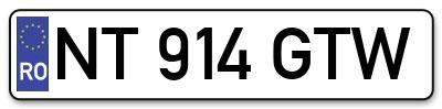 Placuta inmatriculare numar auto  NT-914-GTW, NT 914 GTW, NT914GTW